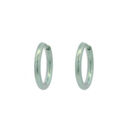 Titanium Hinged Hoops - Light Green 19mm