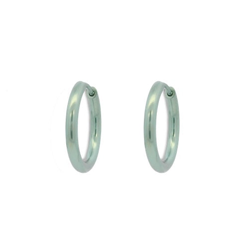 Titanium Hinged Hoops - Light Green 19mm