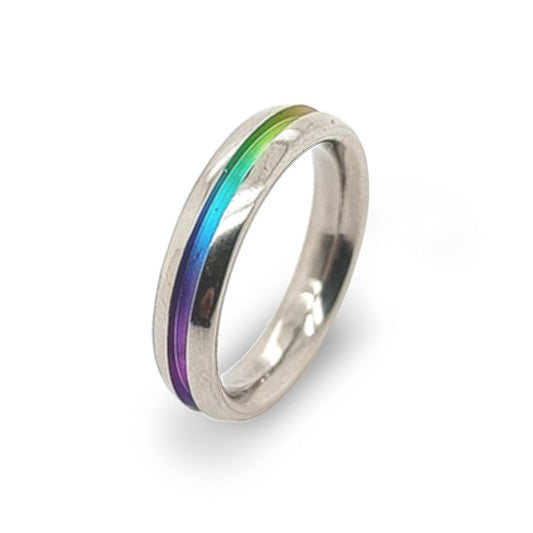 Titanium Rainbow Deep Groove Ring
