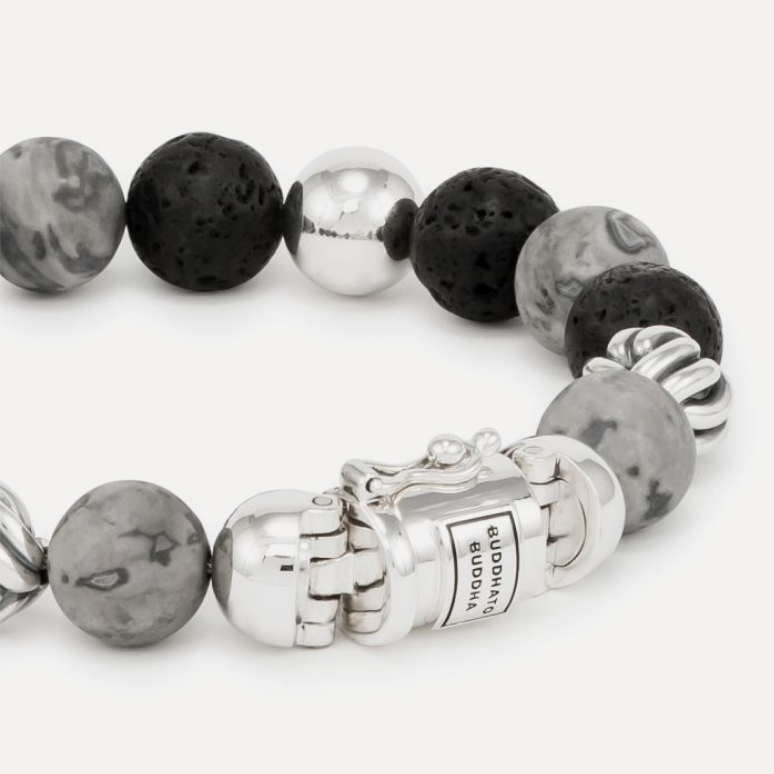 Spirit Bead Grey Picasso Jasper Bracelet