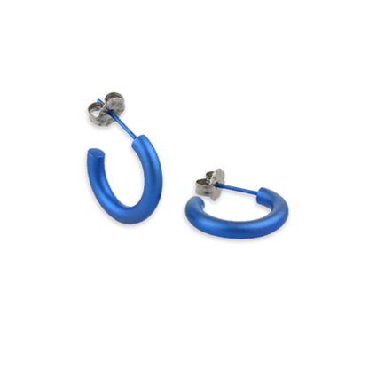 Titanium Hoops - 12mm Blue