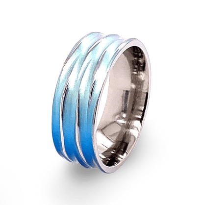 Titanium Carved Ripple Ring, Kingfisher 6mm