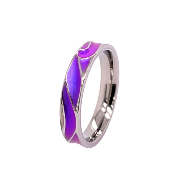Titanium Deep Carved Wave Ring - Purple 4mm
