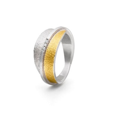 Silver and Gold Diamond Wrap Ring