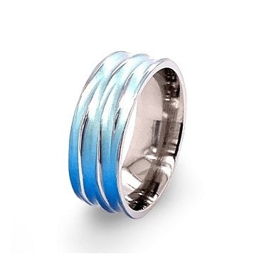 Titanium Carved Ripple Ring, Kingfisher 6mm