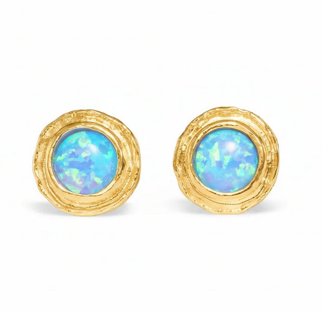 Opalite and Silver Stud Earrings, Gold finish