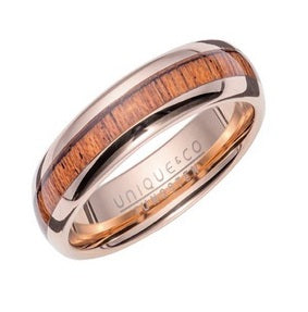 Tungsten IP Ring with Wood Inlay