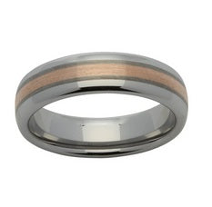 Tungsten Rose Gold Inlay Ring