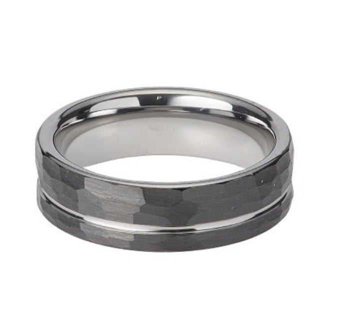 Tungsten Hammered Ring