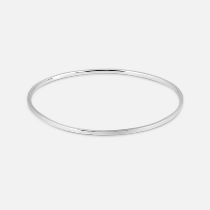 Silver Round Hammered Bangle