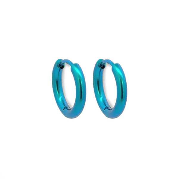 Titanium Small Hinged Hoops - Kingfisher 15mm