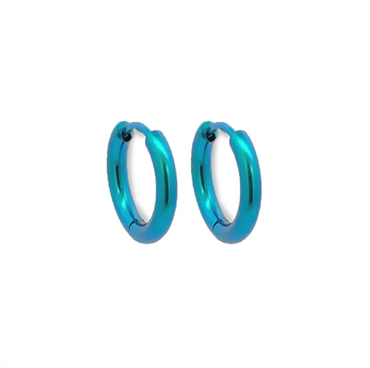 Titanium Small Hinged Hoops - Kingfisher 15mm