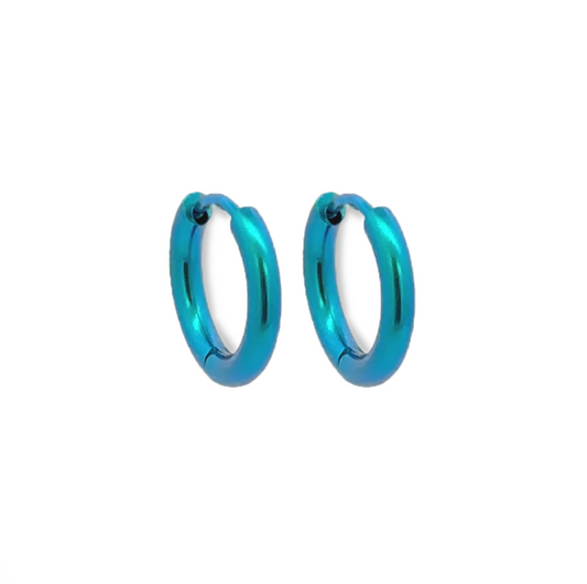 Titanium Small Hinged Hoops - Kingfisher 15mm