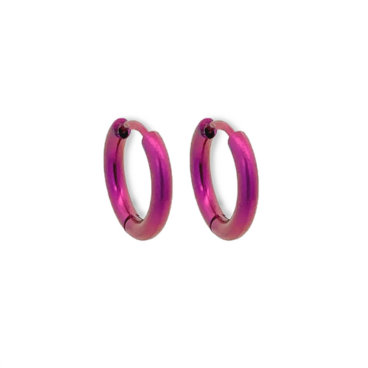 Titanium Small Hinged Hoops - Pink 15mm