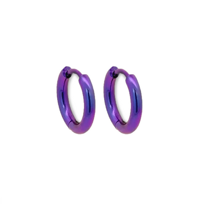 Titanium Small Hinged Hoops - Purple 15mm