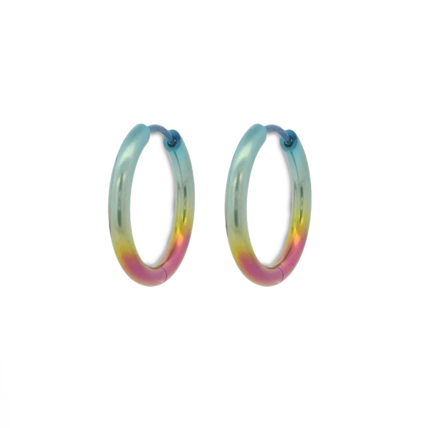 Titanium Hinged Hoops - Rainbow 19mm