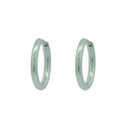 Titanium Hinged Hoops - Light Green 19mm
