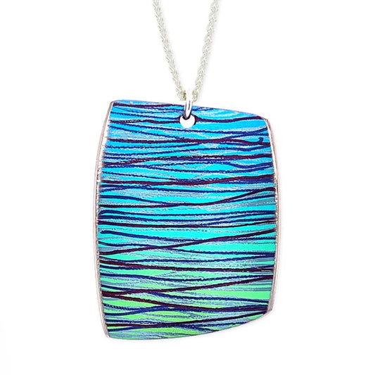 Titanium Extra Large Scratch Art Pendant, Green