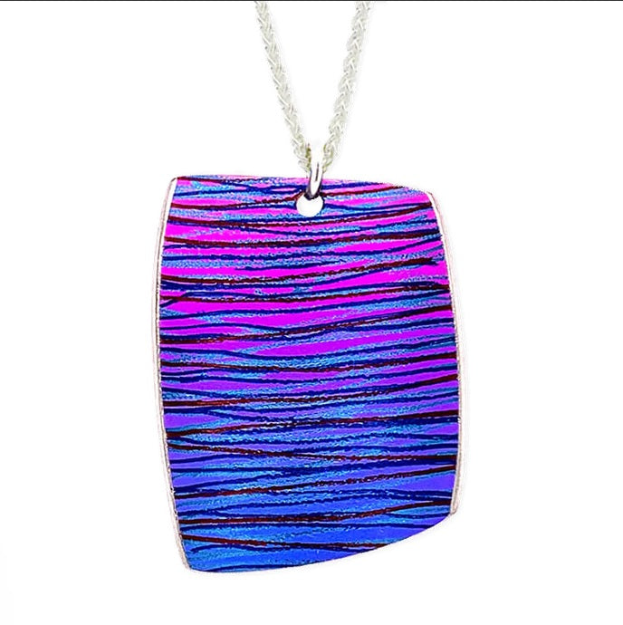 Titanium Extra Large Scratch Art Pendant, Pink