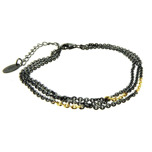 Oxi Silver & 14ct Gold 3 Strand Chain