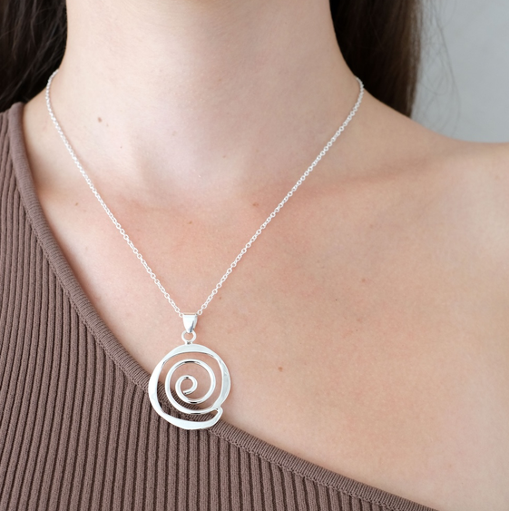 Spiral Drop Pendant, Silver