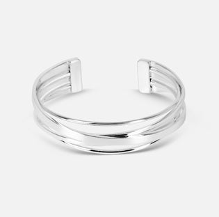 Silver Multi-Line Cuff Bangle