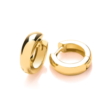 9ct Gold D-Shape Huggie Hoop Earrings
