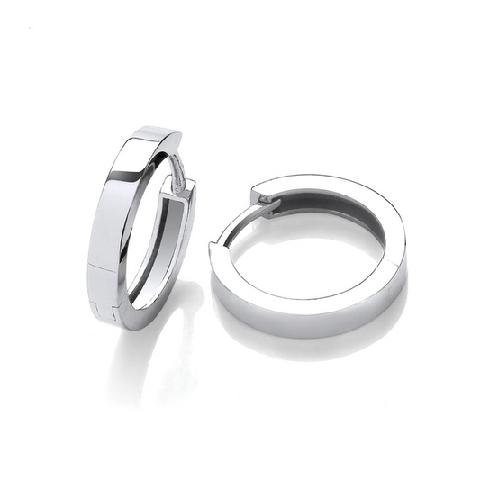 9ct Gold Square Huggie Hoop Earrings, 16mm