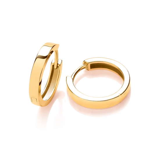 9ct Gold Square Huggie Hoop Earrings, 16mm