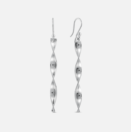 Twist Drop Earrings, Silver