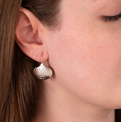 Textured Hook Earrings, Silver