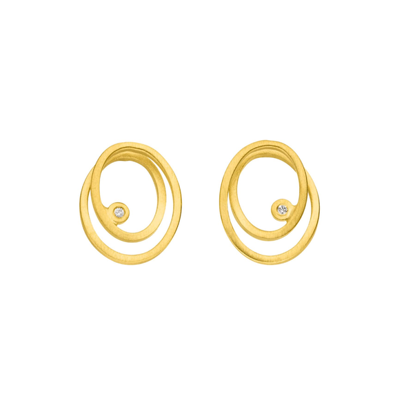 14ct Gold And Diamond Oval Studs