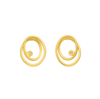 14ct Gold And Diamond Oval Studs