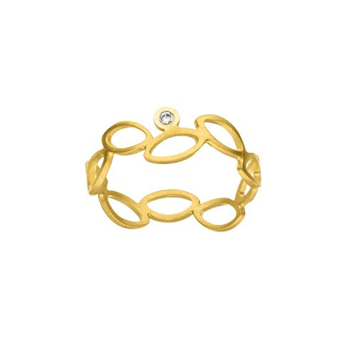 14ct Gold and Diamond Marquise Shapes Ring