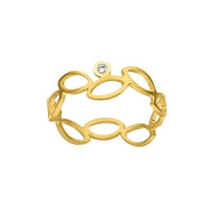 14ct Gold and Diamond Marquise Shapes Ring