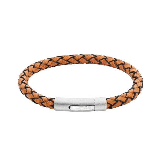Tan Leather Bracelet with Steel Clasp