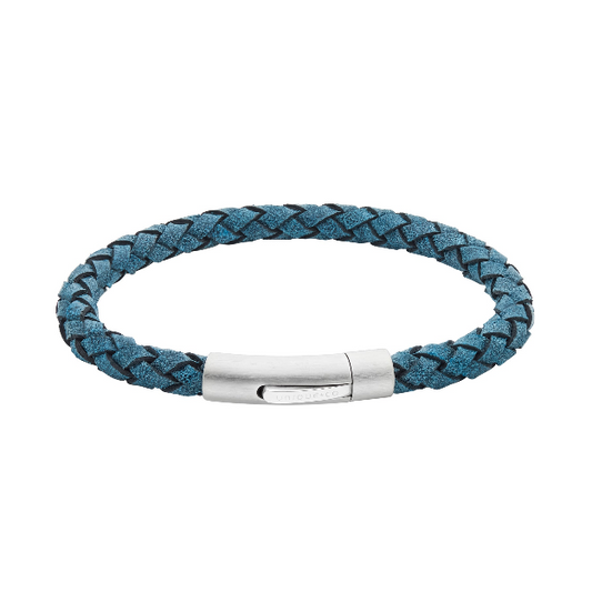 Green Leather Bracelet with Steel Clasp