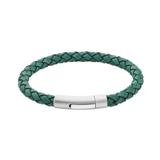 Green Suede Leather Bracelet with Steel Clasp