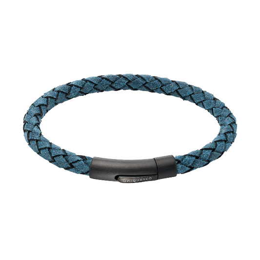 Pine Green Leather Bracelet with Black Steel Clasp