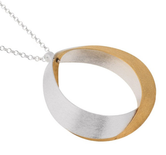Ribbon Pendant, Silver/YGP