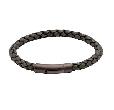 Dark Green Leather Bracelet with Gunmetal Steel Clasp