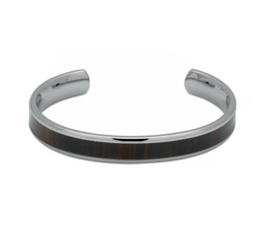 Steel Bangle with a Dark Wood Inlay