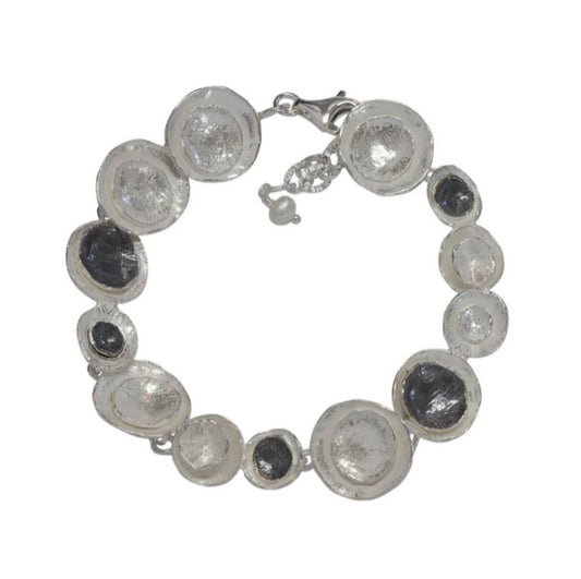 Irregular Circle Link Bracelet, Silver