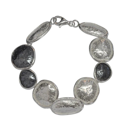 Irregular Oval Link Bracelet, Silver