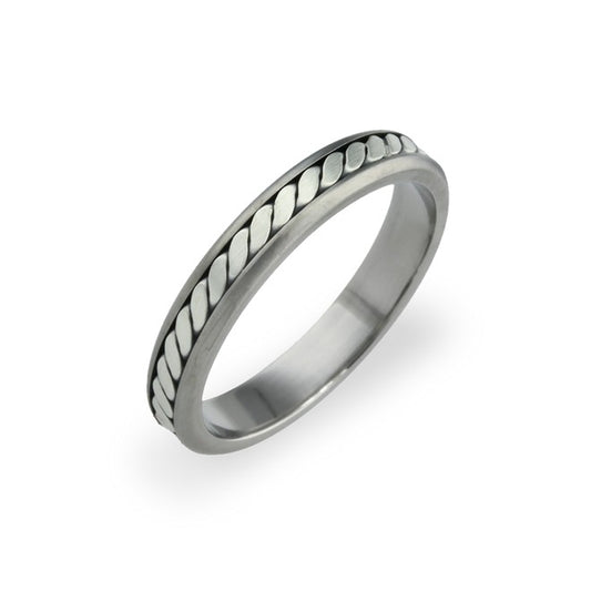 Titanium Rope Inlay Ring, 4mm