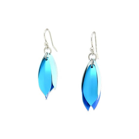 Titanium Wolf of the Woods Earrings - Blue