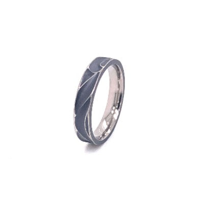 Titanium Carved Waves Ring - Black 4mm