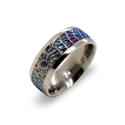Titanium Court Mosaic Ring - Denim 6mm