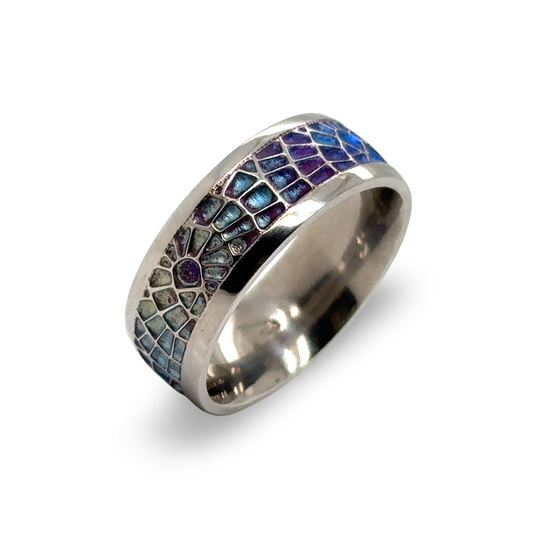 Titanium Court Mosaic Ring - Denim 6mm