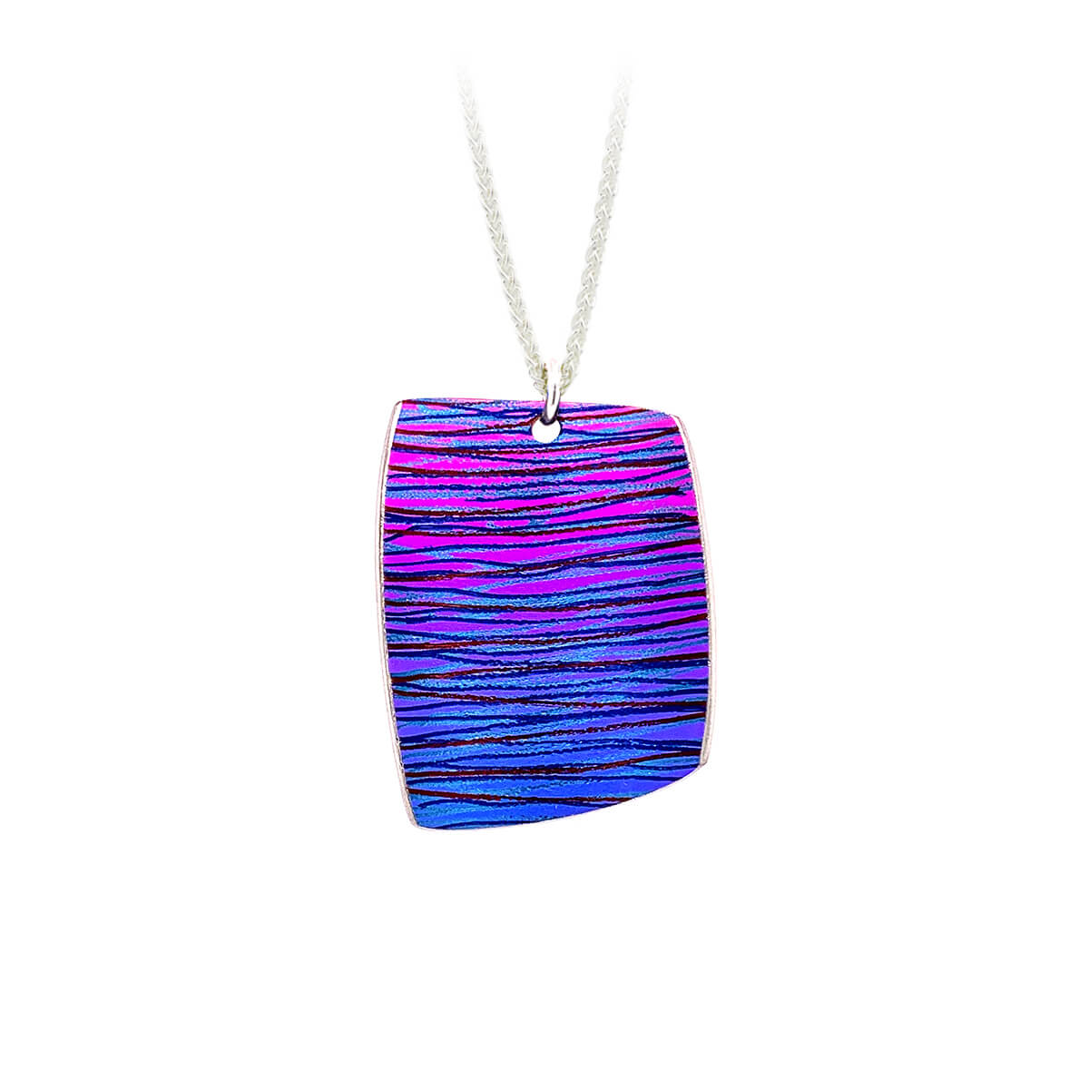 Titanium Extra Large Scratch Art Pendant, Pink